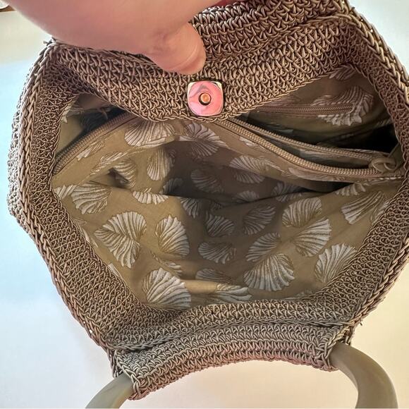 Liz Claiborne Vintage Macrame Boho Hippie Staple Crochet Tote Handbag Purse - Picture 2 of 7